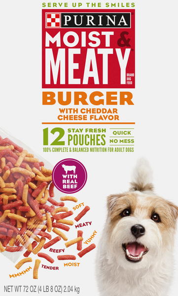 Moist Meaty Dry Dog Food Burger with Cheddar Cheese Flavor