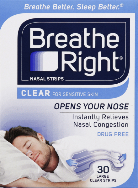 Breathe Right Nasal Strips, Clear, for Sensitive Skin, Large
