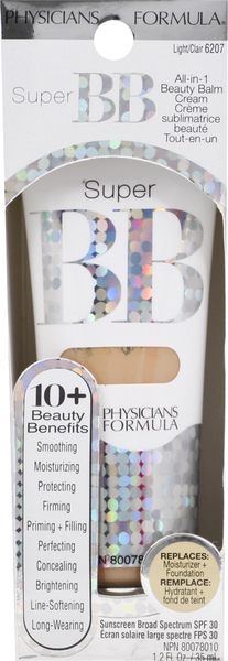 Physicians Formula Beauty Balm Cream, All-in-1, SPF 30, Super BB, Light 6207