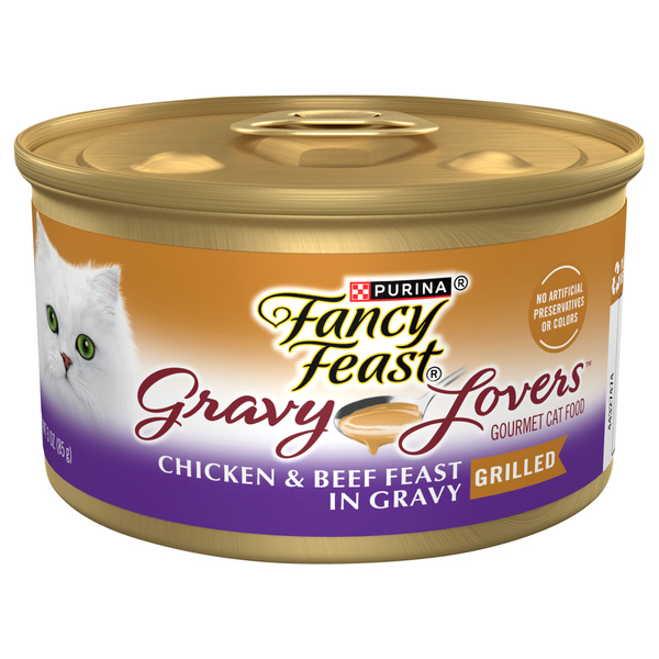 Fancy Feast Cat Food, Gourmet, Grilled, Chicken & Beef Feast in Gravy