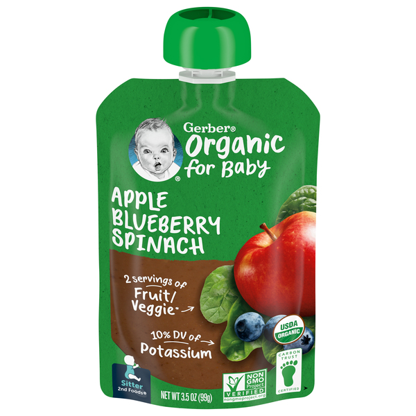 Gerber Apple Blueberry Spinach, Sitter 2nd Foods