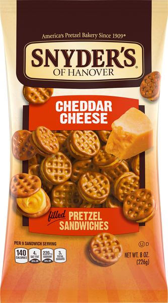 Snyders Pretzel Sandwiches, Filled, Cheddar Cheese