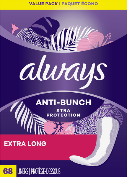 Always Liners, Anti-Bunch, Xtra Protection, Extra Long, Value Pack