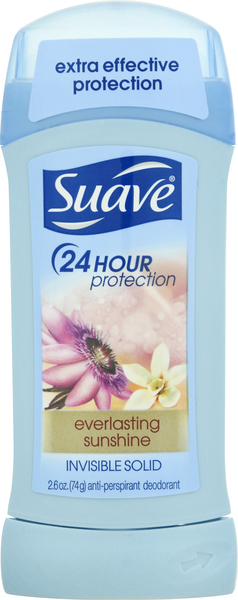 Suave Anti-Perspirant Deodorant, Everlasting Sunshine, 24 Hour Protection, Invisible Solid