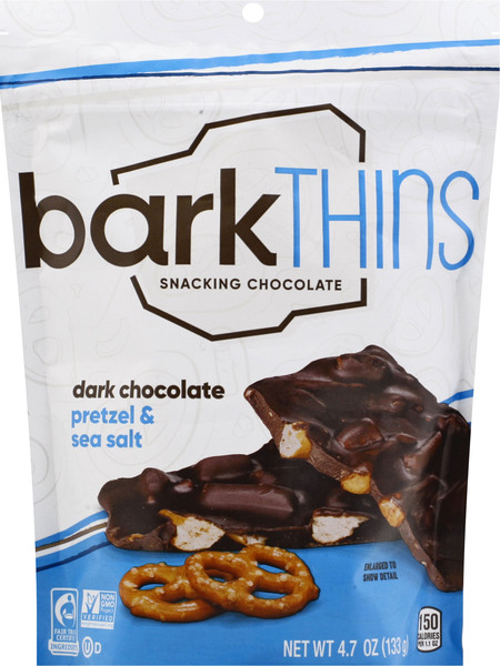 barkTHINS Snacking Chocolate, Dark Chocolate, Pretzel & Sea Salt