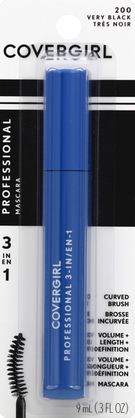 CoverGirl Mascara, 3-in-1, Very Black 200