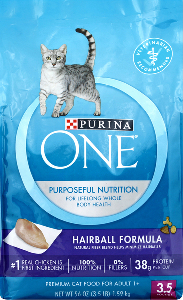 Purina One Cat Food, Premium, for Adult 1+, Hairball Formula