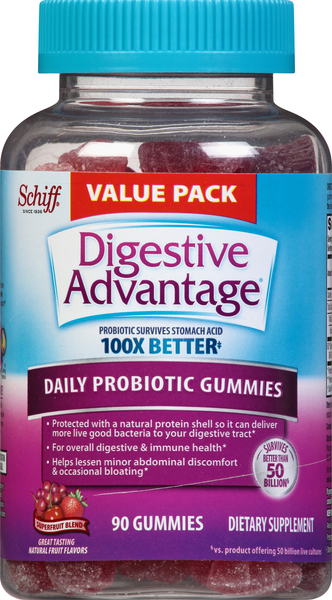 Digestive Advantage Daily Probiotic, Gummies, Superfruit Blend, Value Pack