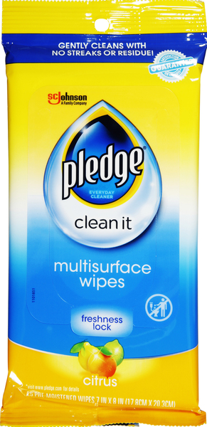 Pledge Multisurface Wipes, Citrus, Clean It