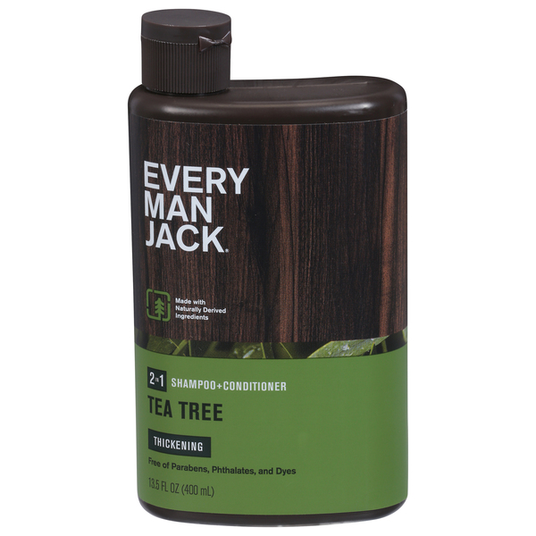Every Man Jack Shampoo + Conditioner, Tea Tree, Thickening, 2-in-1, Hair
