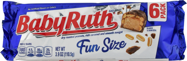 Baby Ruth Bar, Fun Size, 6 Pack