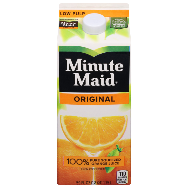 Minute Maid 100% Orange Juice, Pure Squeezed, Low Pulp, Original