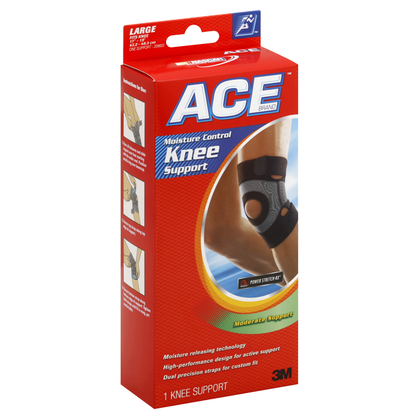 ACE Knee Support, Moisture Control, Moderate Support, Large