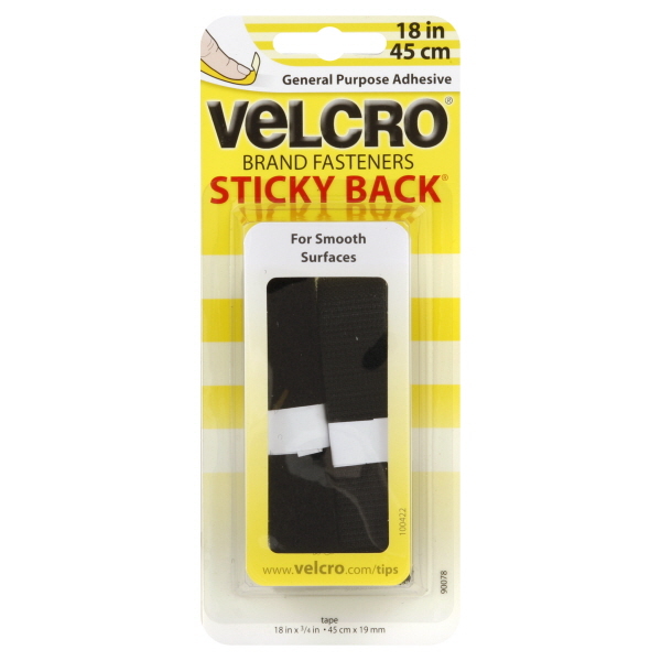 Velcro General Purpose Adhesive Fasteners, 18 Inch, Black Tape