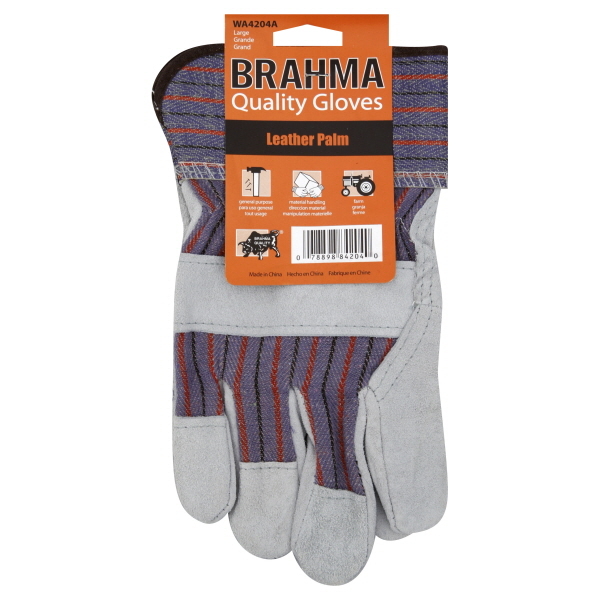 Brahma Gloves, Large, Leather Palm