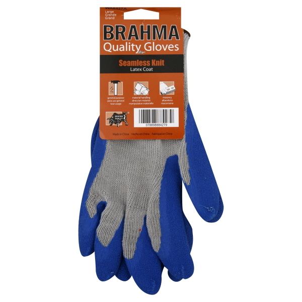 Brahma Gloves, Large, Seamless Knit, Latex Coat