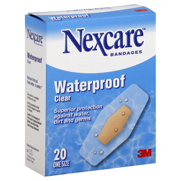 Nexcare Bandages, Waterproof, Clear, One Size