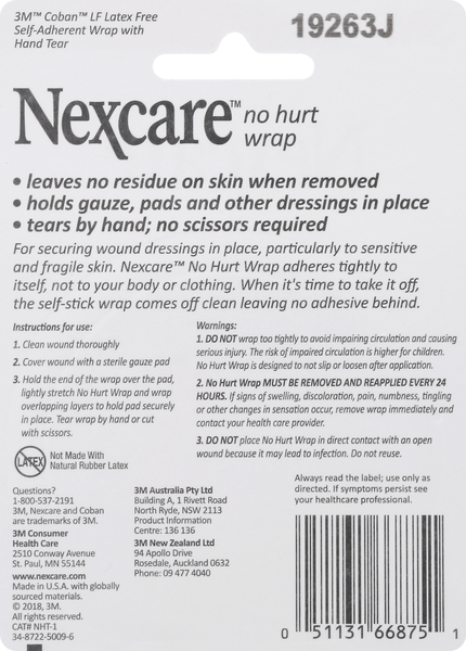 Nexcare No Hurt Wrap, Unstretched, 1 Inch « Discount Drug Mart