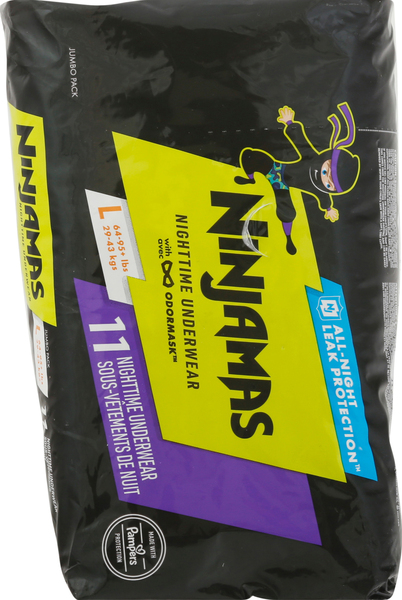 Ninjamas Nighttime Underwear, L (64-95+ lbs), Jumbo Pack